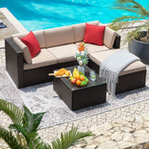 5 Pieces Patio Furniture Sets with Cushion and Glass Table